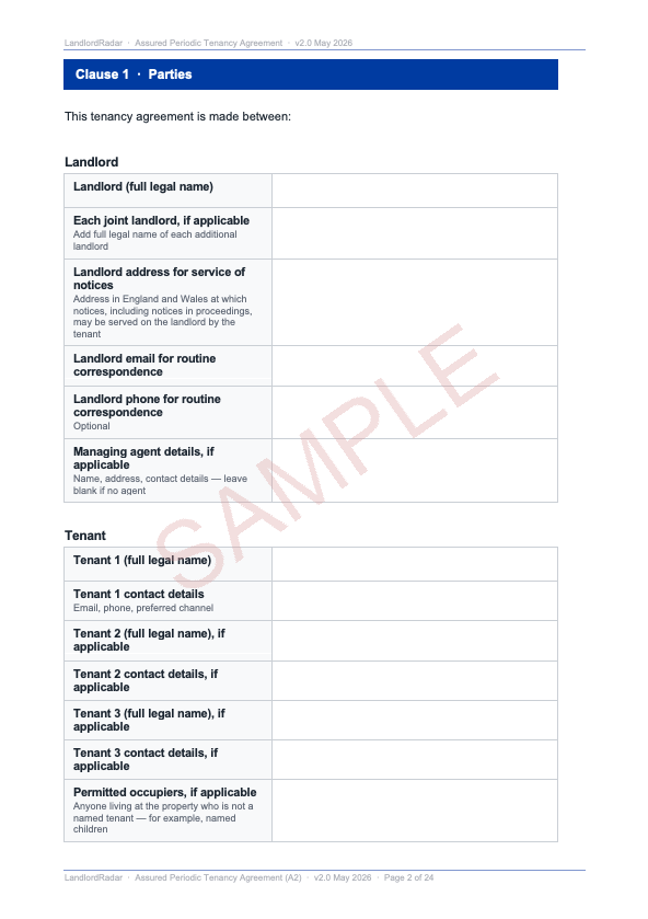 Assured Periodic Tenancy Agreement — Page 2 sample